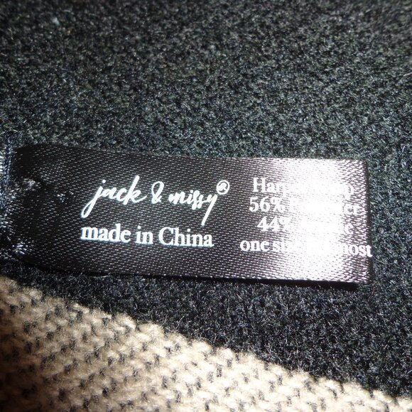 NWOT JACK & MISSY WRAPSODAY WRAP SHRUG O/S BLACK/NATURAL WHIP STITCHING - Picture 13 of 13